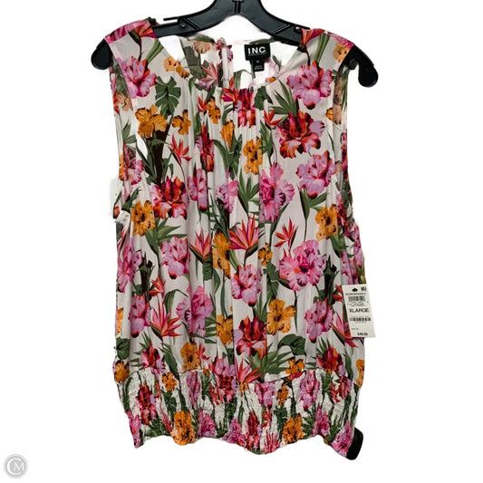 Top Sleeveless By Inc In Floral Print, Size: Xl