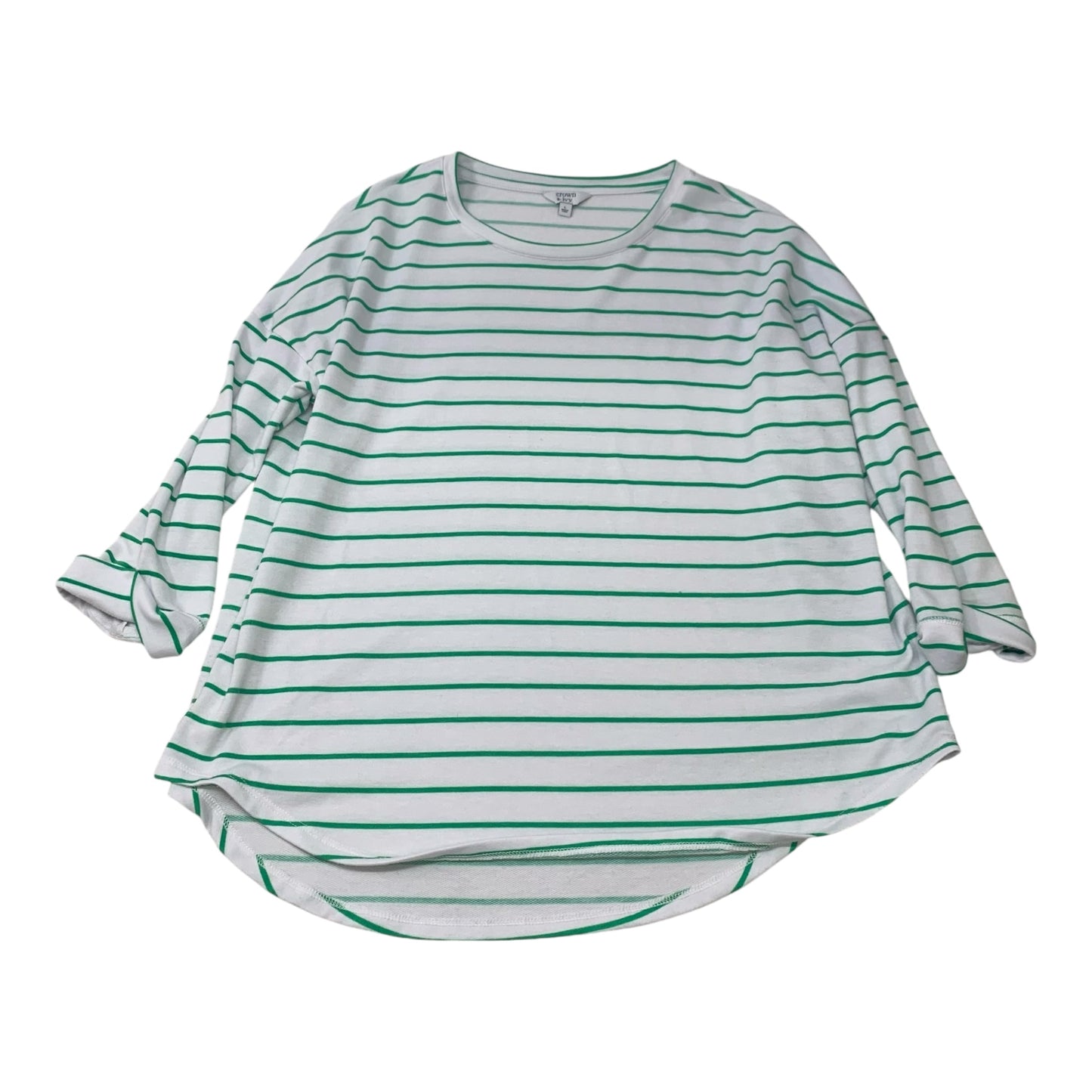 Top Long Sleeve By Crown And Ivy In Green & White, Size: L