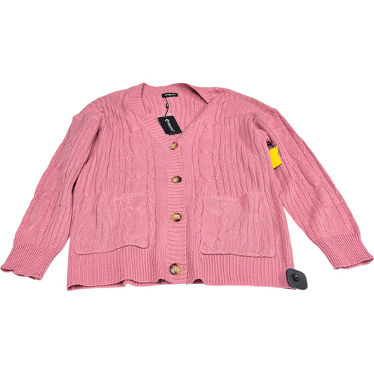 Sweater Cardigan By Fuinloth In Pink, Size: Xl