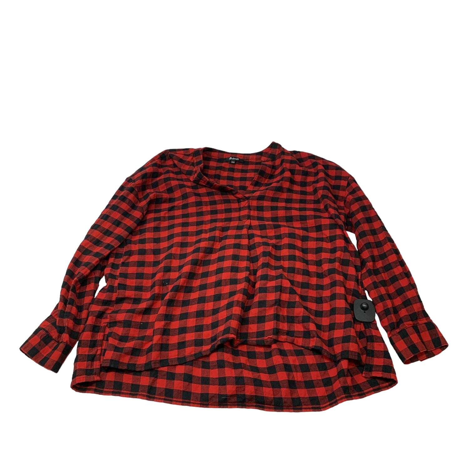 Top Long Sleeve By Madewell In Plaid Pattern, Size: S