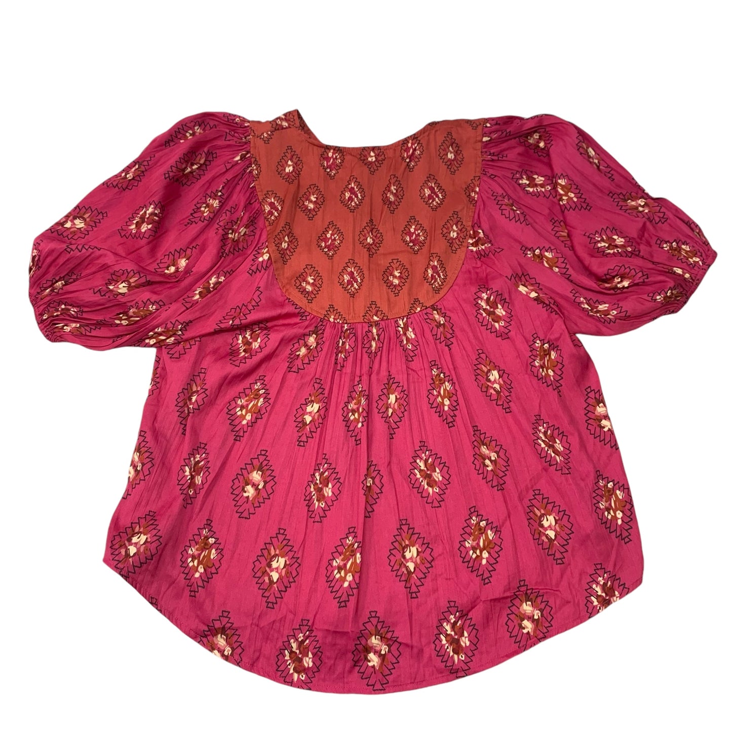 Top Short Sleeve By Anthropologie In Pink & Red, Size: Xs