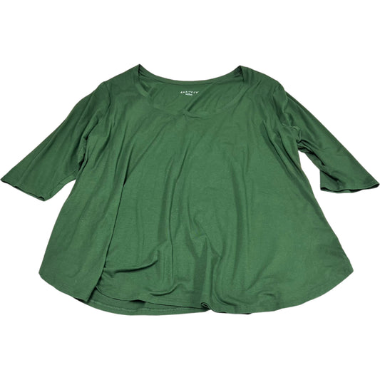 Top 3/4 Sleeve Basic By Ava & Viv In Green, Size: 3x