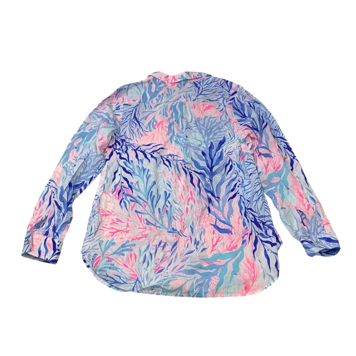 Top Long Sleeve Designer By Lilly Pulitzer In Blue & Pink, Size: M