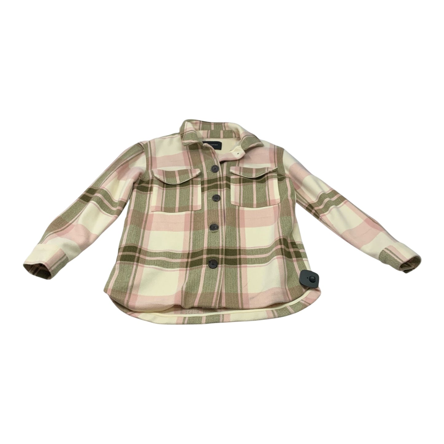 Jacket Shirt By Banana Republic In Green & Pink, Size: Xs