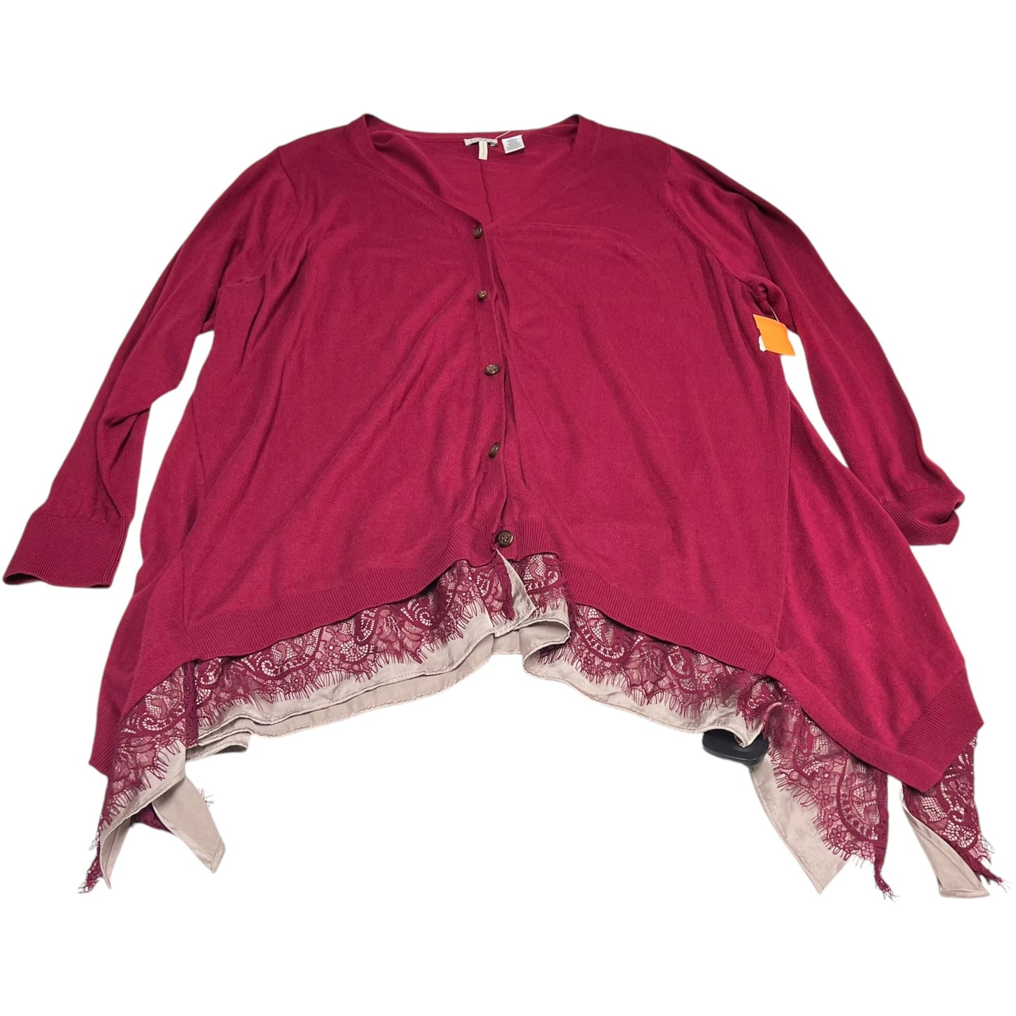 Cardigan By Logo In Red, Size: 3x