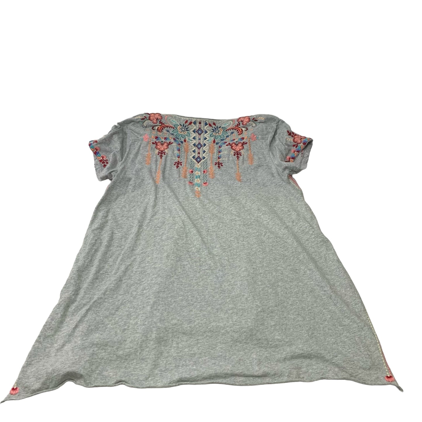 Top Short Sleeve Designer By Johnny Was In Grey, Size: M