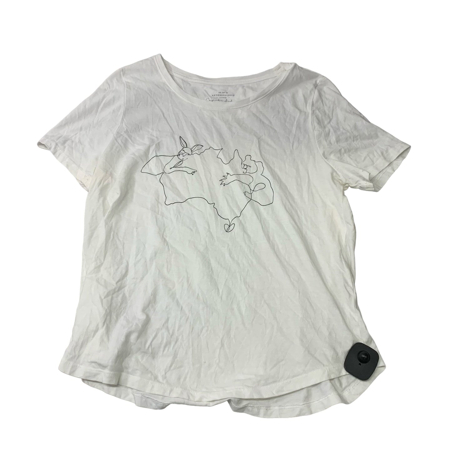 Top Short Sleeve By Anthropologie In White, Size: M