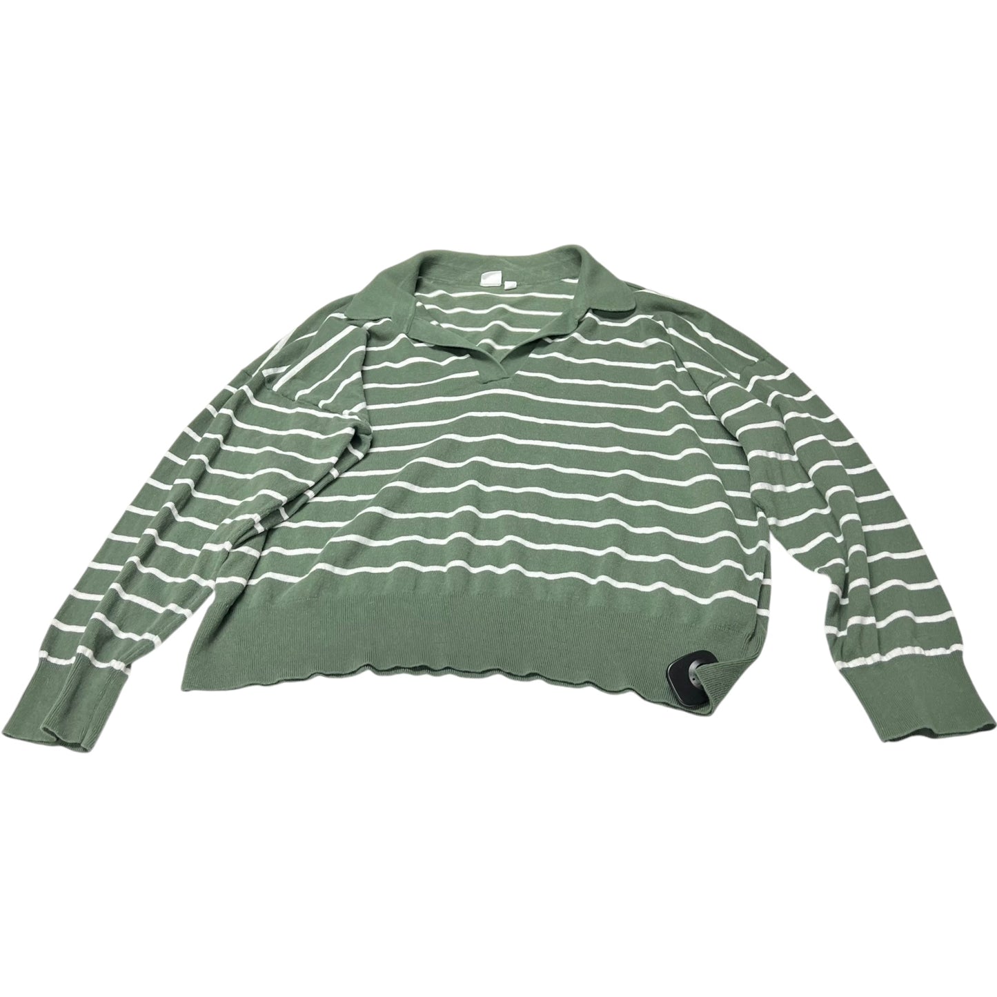 Sweater By Gap In Green & White, Size: 1x