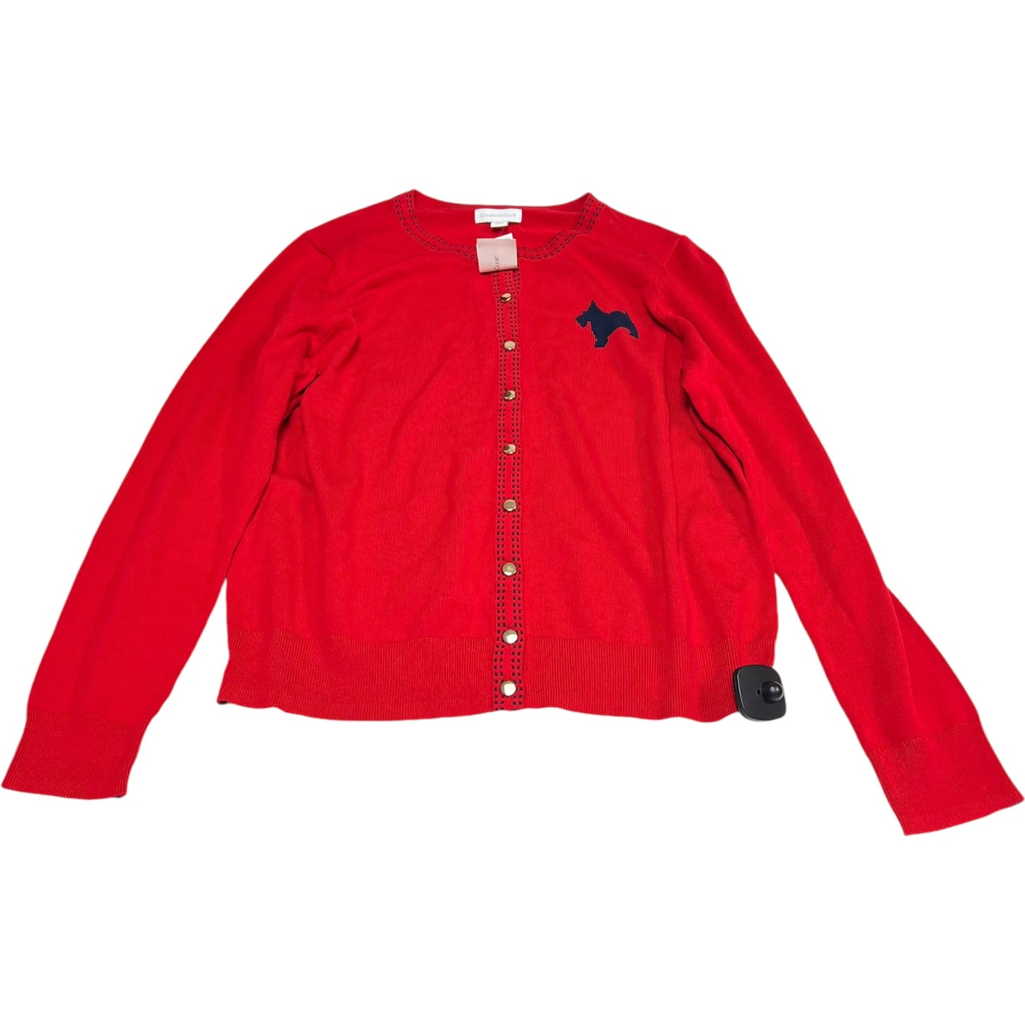 Cardigan By Charter Club In Red, Size: L