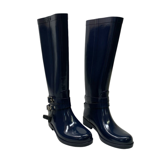 Boots Designer By Coach In Navy, Size: 6