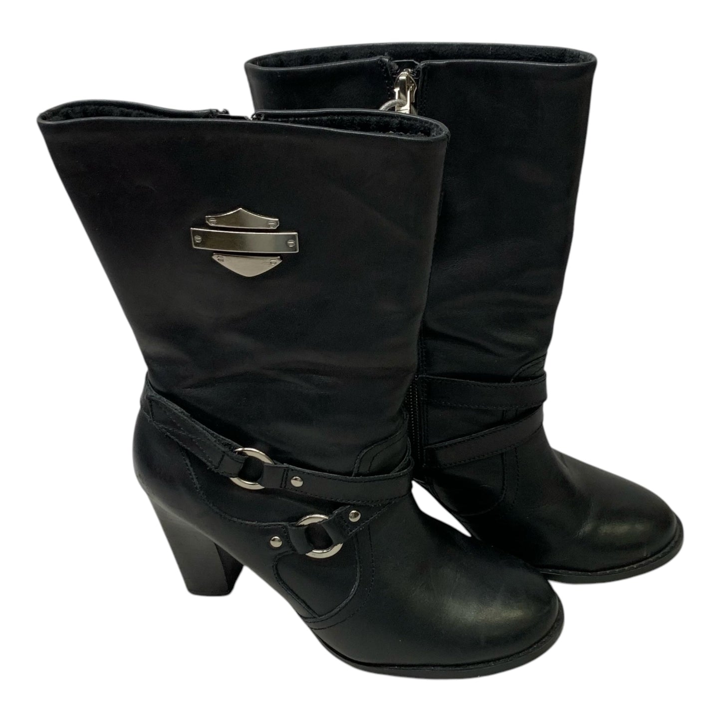 Boots Mid-calf Heels By Harley Davidson In Black, Size: 7.5