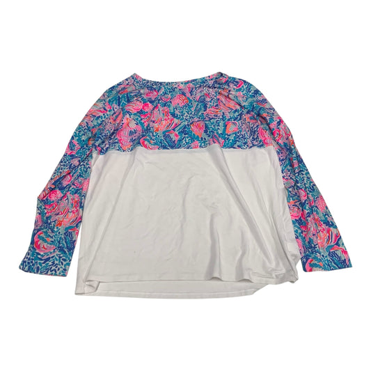 Top Long Sleeve Designer By Lilly Pulitzer In Blue & Pink, Size: L