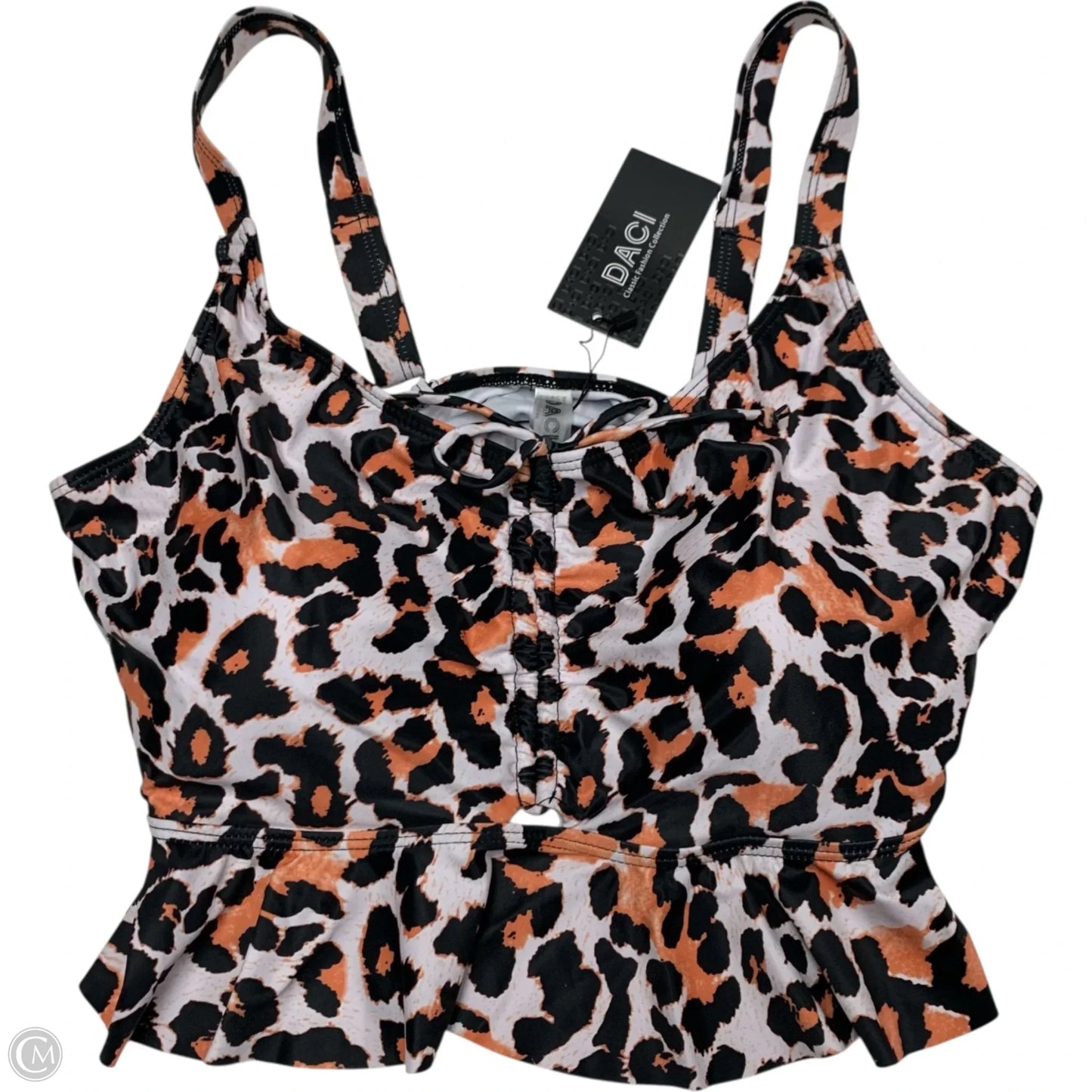 Swimsuit Top By Clothes Mentor In Black & Orange, Size: Xl