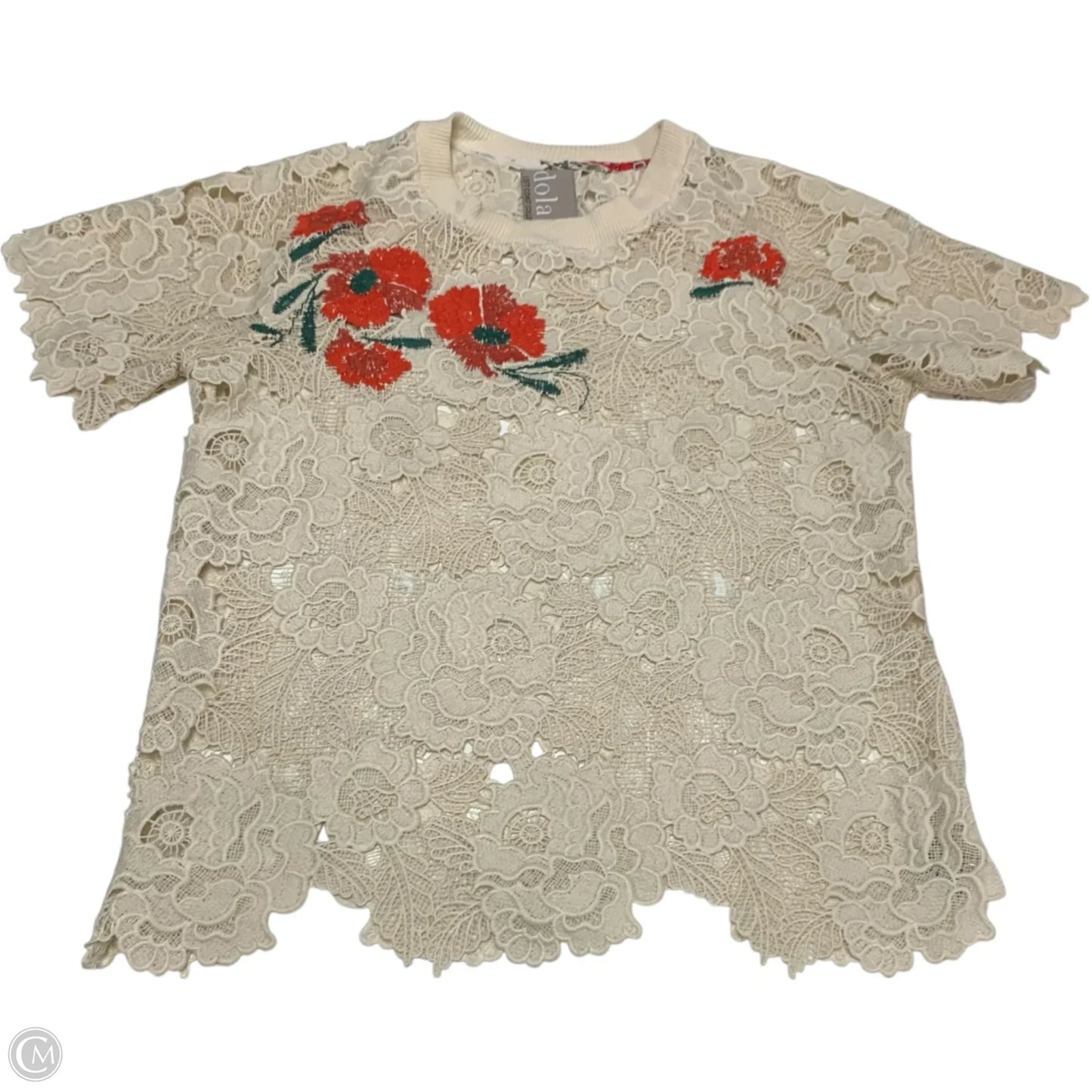 Top Short Sleeve By Dolan Left Coast In Cream & Red, Size: S