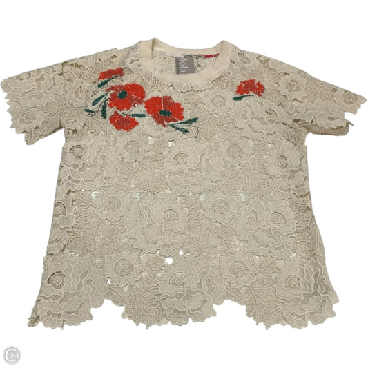 Top Short Sleeve By Dolan Left Coast In Cream & Red, Size: S