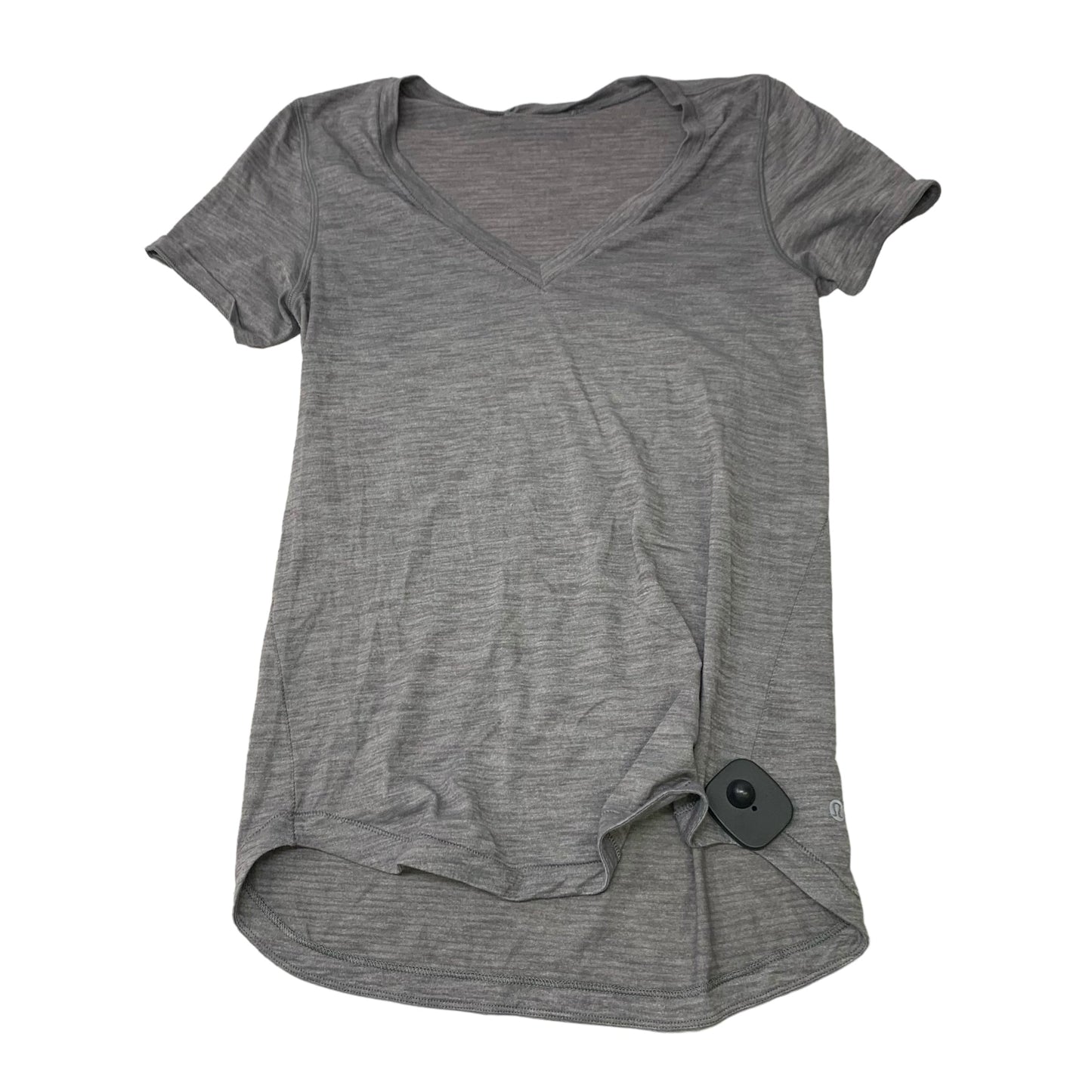 Athletic Top Short Sleeve By Lululemon In Grey, Size: S