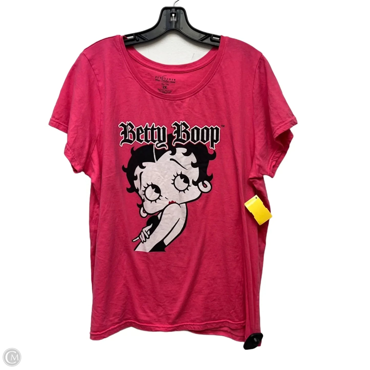 Top Short Sleeve By Fleischer Studios In Black & Pink, Size: 2x