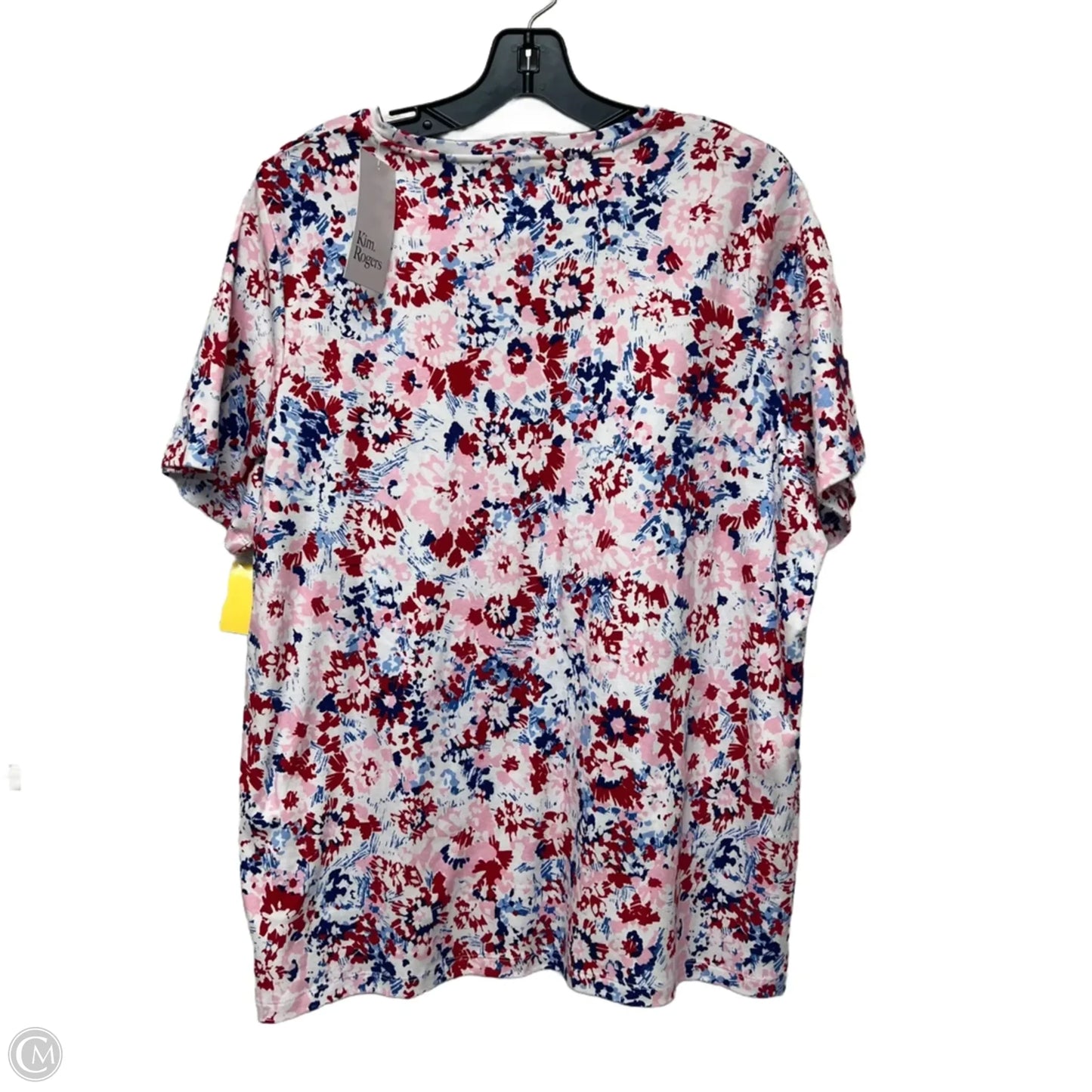 Top Short Sleeve By Kim Rogers In Blue Red & White, Size: 1x