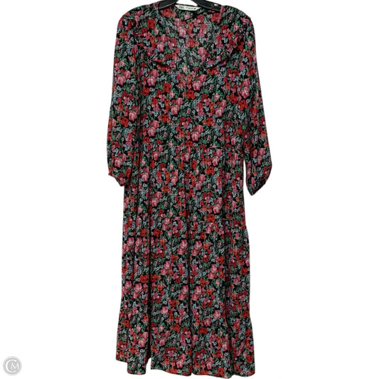 Dress Casual Midi By Zara In Floral Print, Size: M