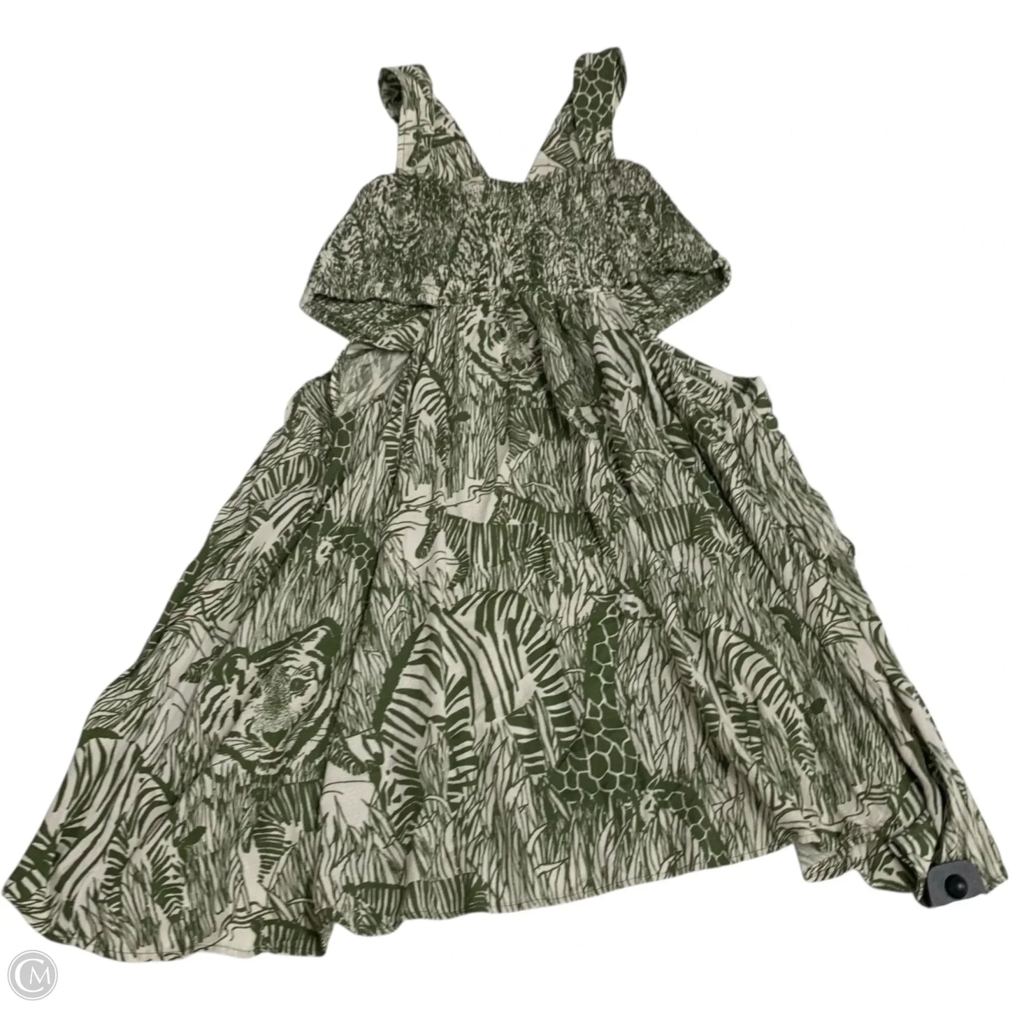 Dress Casual Short By Anthropologie In Cream & Green, Size: Xl