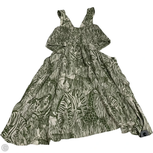 Dress Casual Short By Anthropologie In Cream & Green, Size: Xl