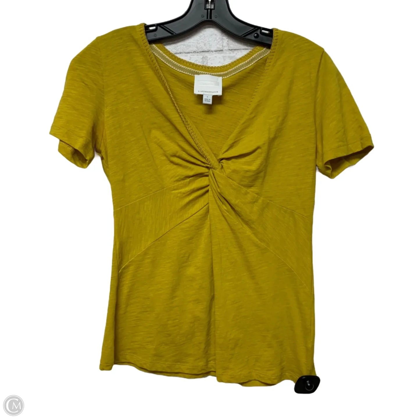 Top Short Sleeve By Anthropologie In Yellow, Size: S