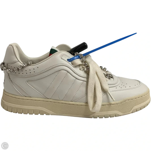 Shoes Luxury Designer By Gucci In White, Size: 8.5