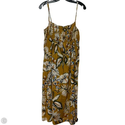 Dress Casual Midi By Zara In Green & Yellow, Size: L