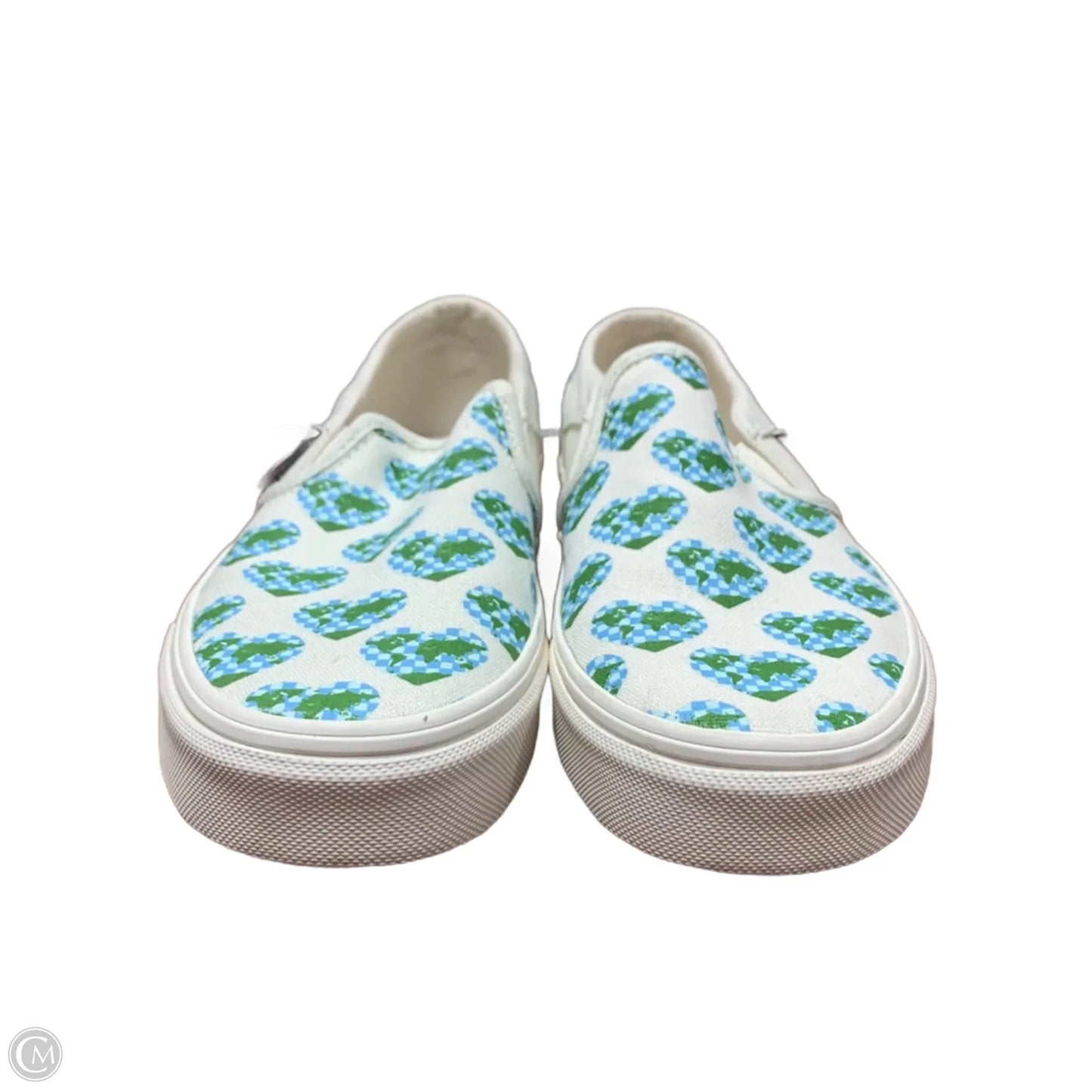 Shoes Flats By Vans In Blue & Cream, Size: 7