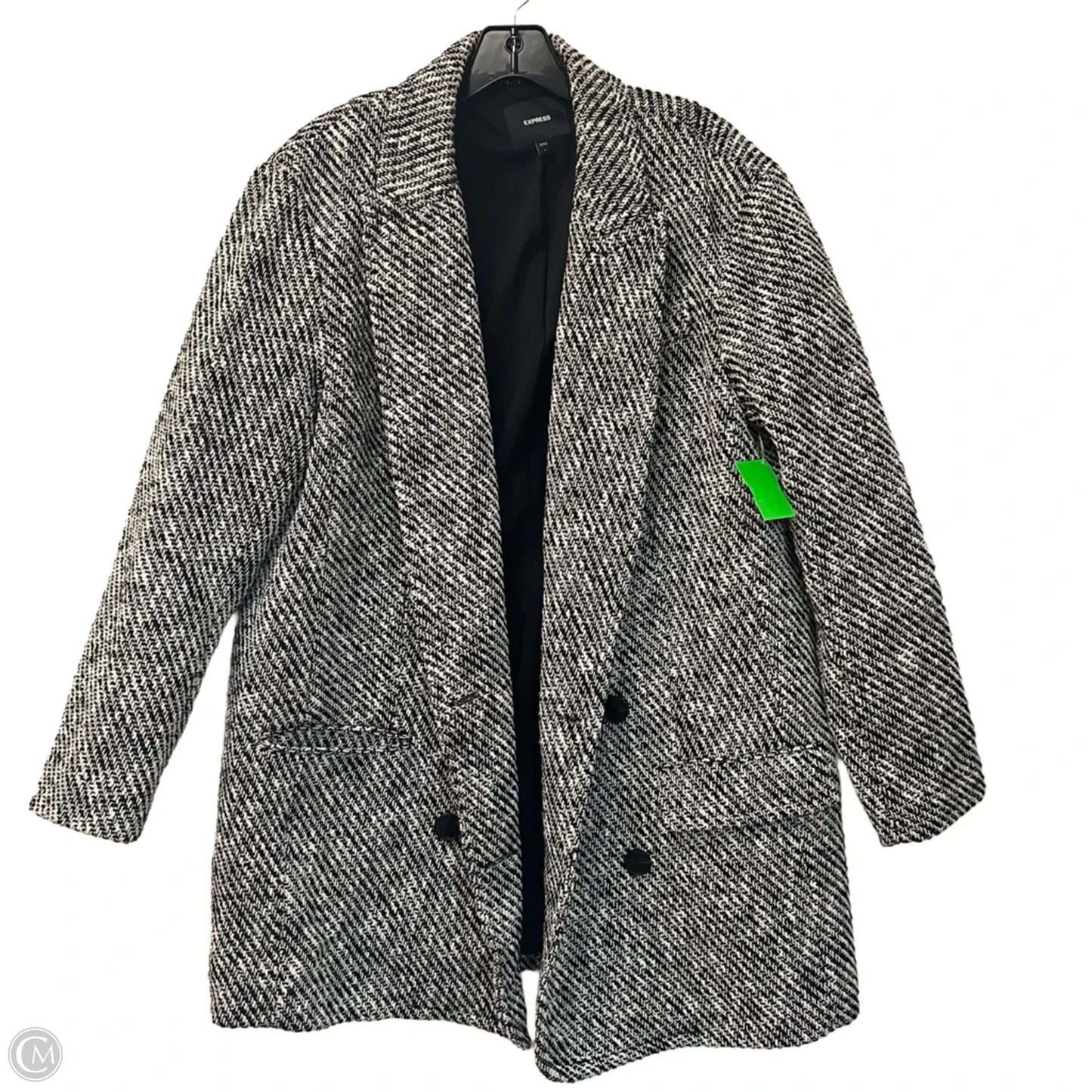 Coat Trench Coat By Express In Black & White, Size: L