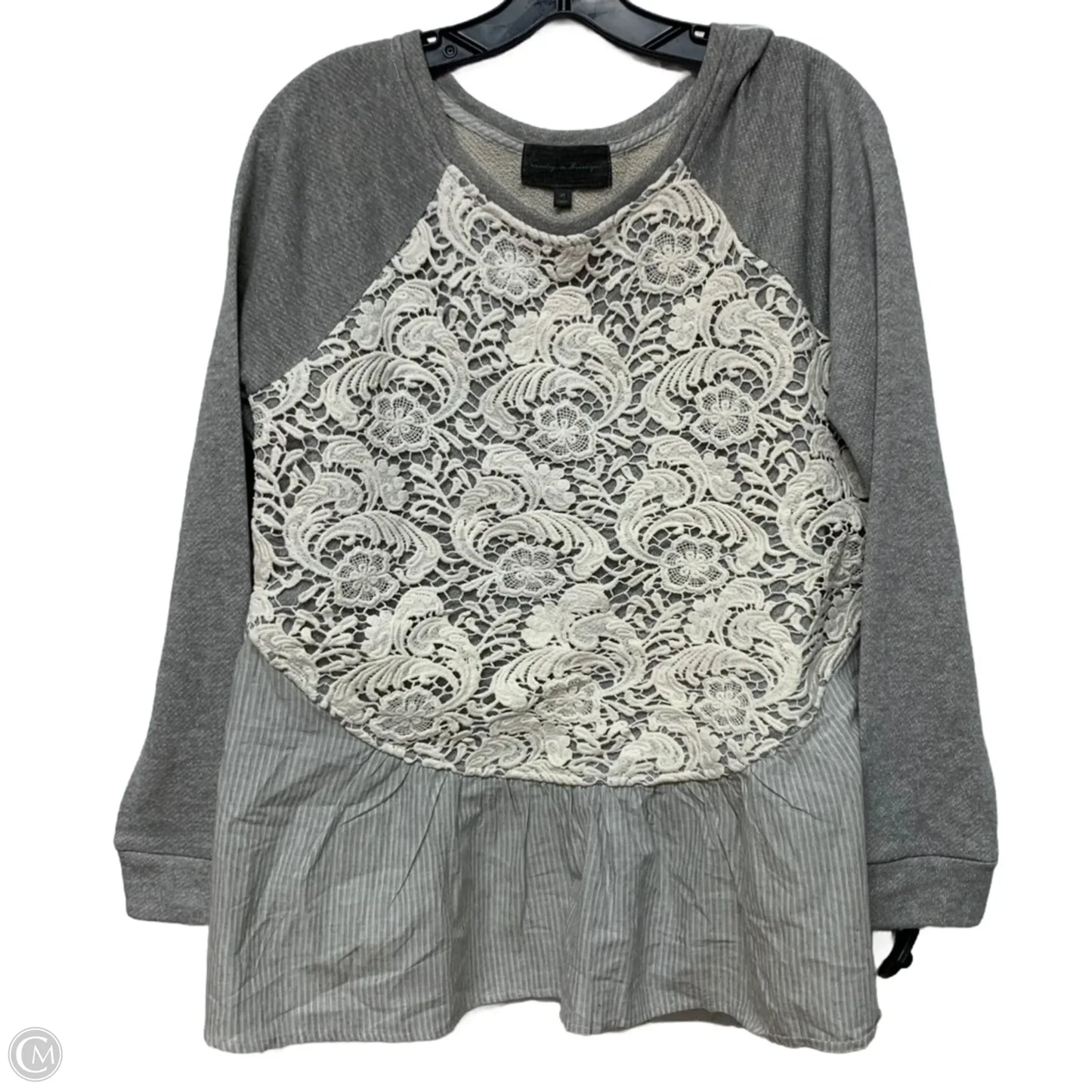 Top Long Sleeve By Sunday In Brooklyn In Grey & White, Size: M