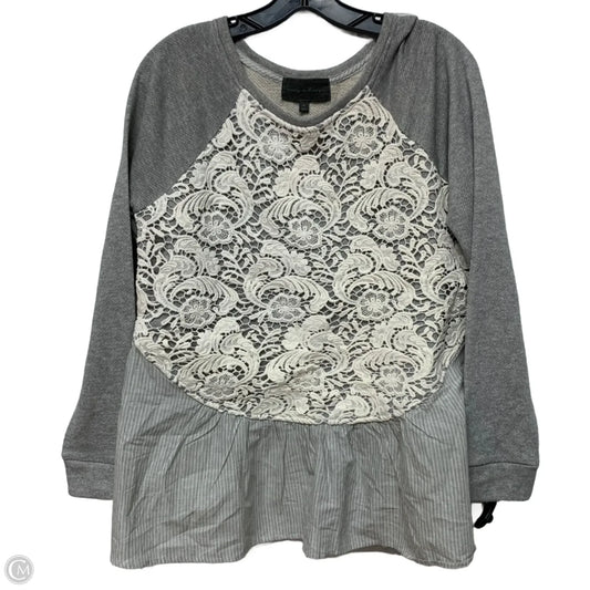 Top Long Sleeve By Sunday In Brooklyn In Grey & White, Size: M