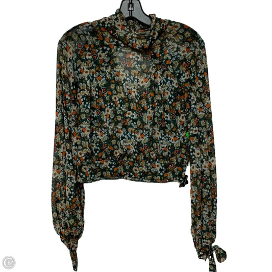Blouse Long Sleeve By Free People In Green & Orange, Size: S