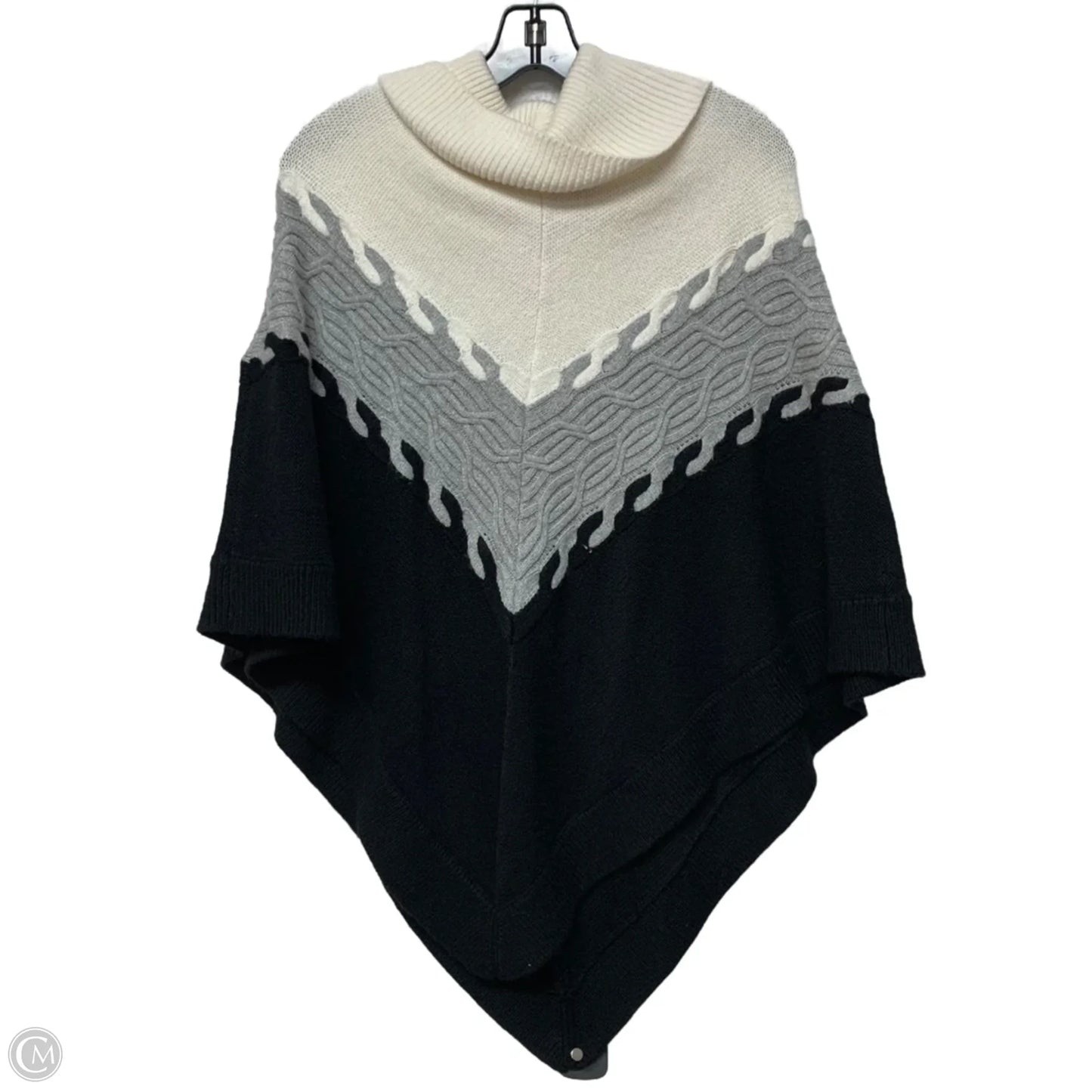 Poncho By Talbots In Black & White, Size: Xs