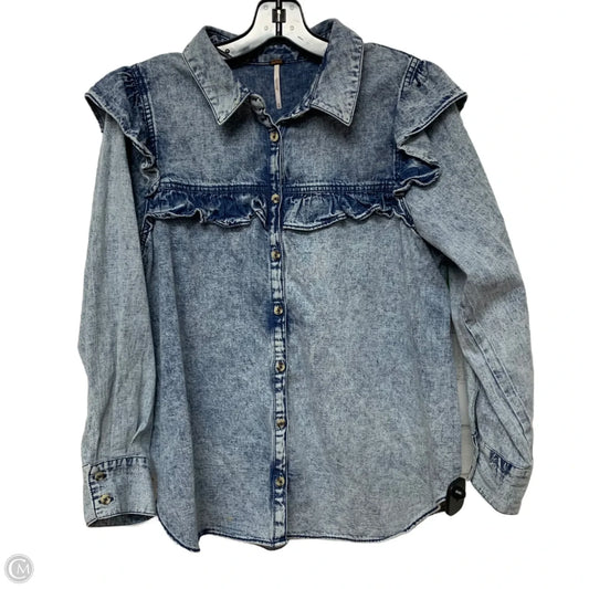 Top Long Sleeve By Free People In Blue Denim, Size: M