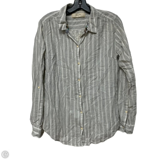 Top Long Sleeve By Isabella Sinclair In Grey & White, Size: M