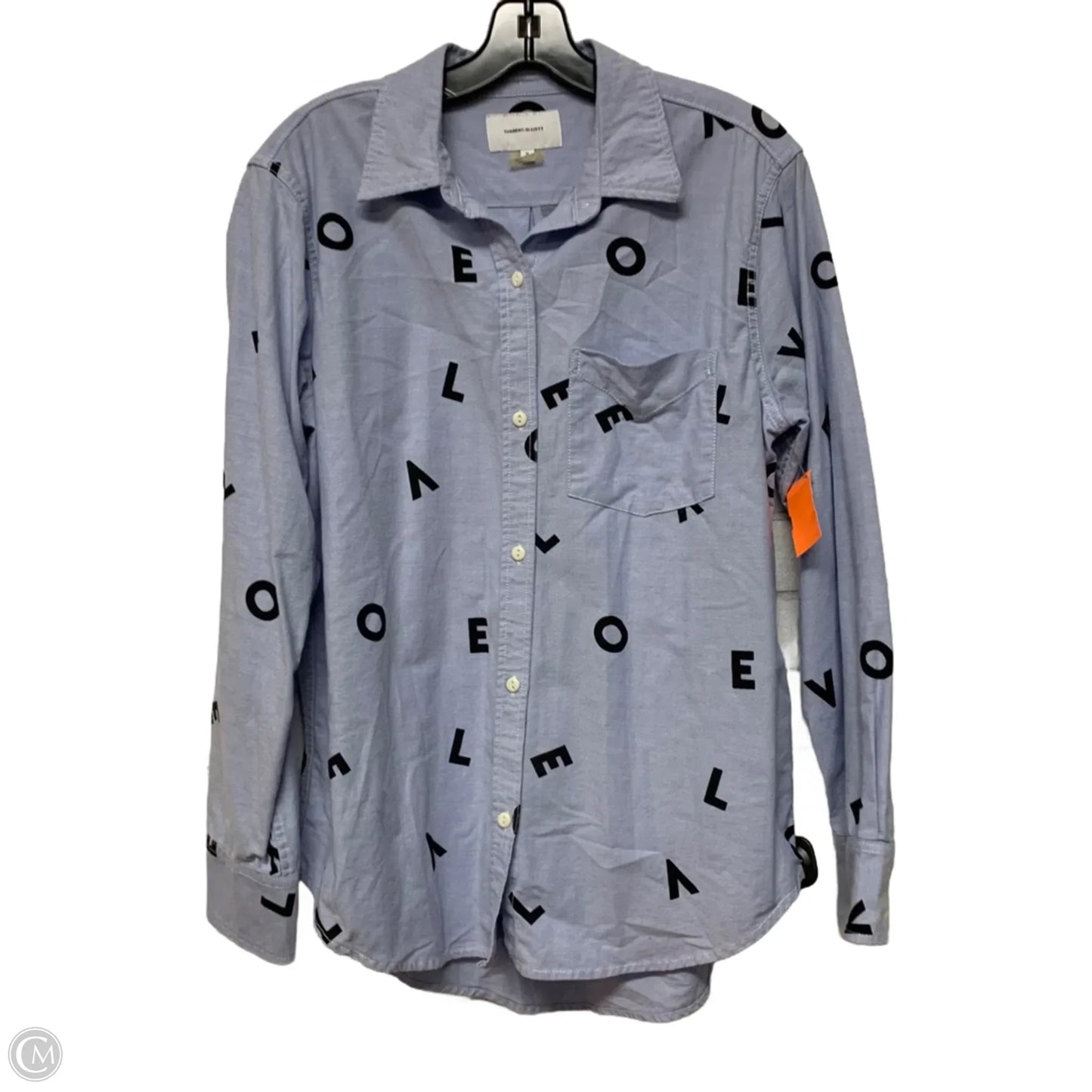 Top Long Sleeve By Current/elliott In Black & Blue, Size: S