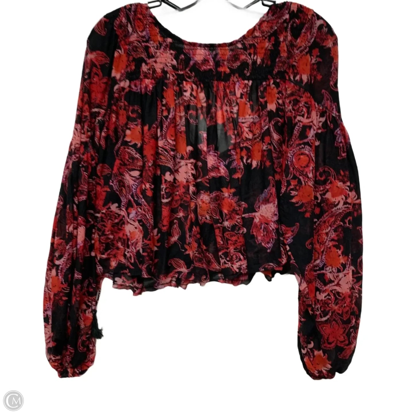 Blouse Long Sleeve By Free People In Black & Red, Size: S