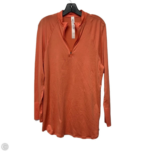 Athletic Top Long Sleeve Collar By Lululemon In Orange, Size: M