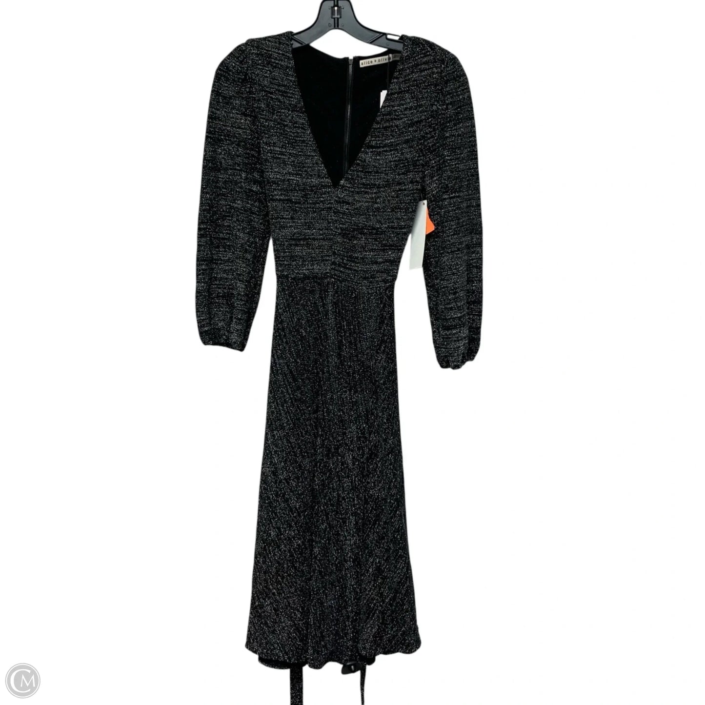 Dress Designer By Alice + Olivia In Black & Silver, Size: S