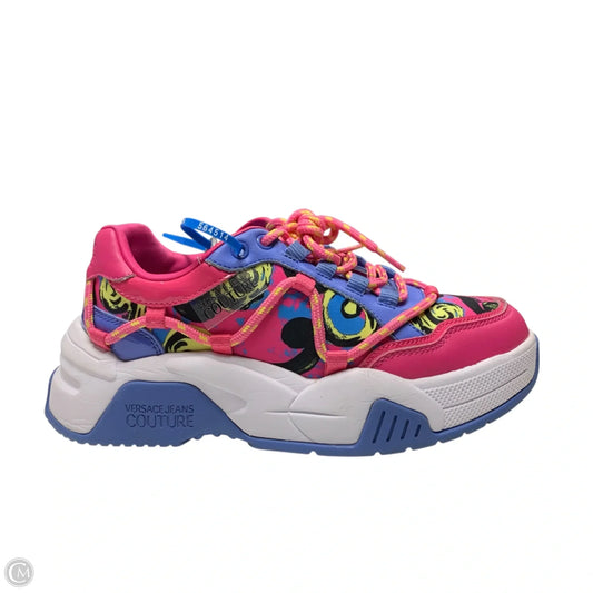 Shoes Luxury Designer By Versace In Pink & Purple, Size: 5