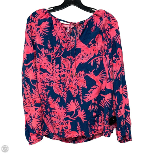 Top Long Sleeve Designer By Lilly Pulitzer In Blue & Pink, Size: S
