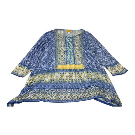 Top Long Sleeve By Ruby Rd In Blue & Yellow, Size: 2x