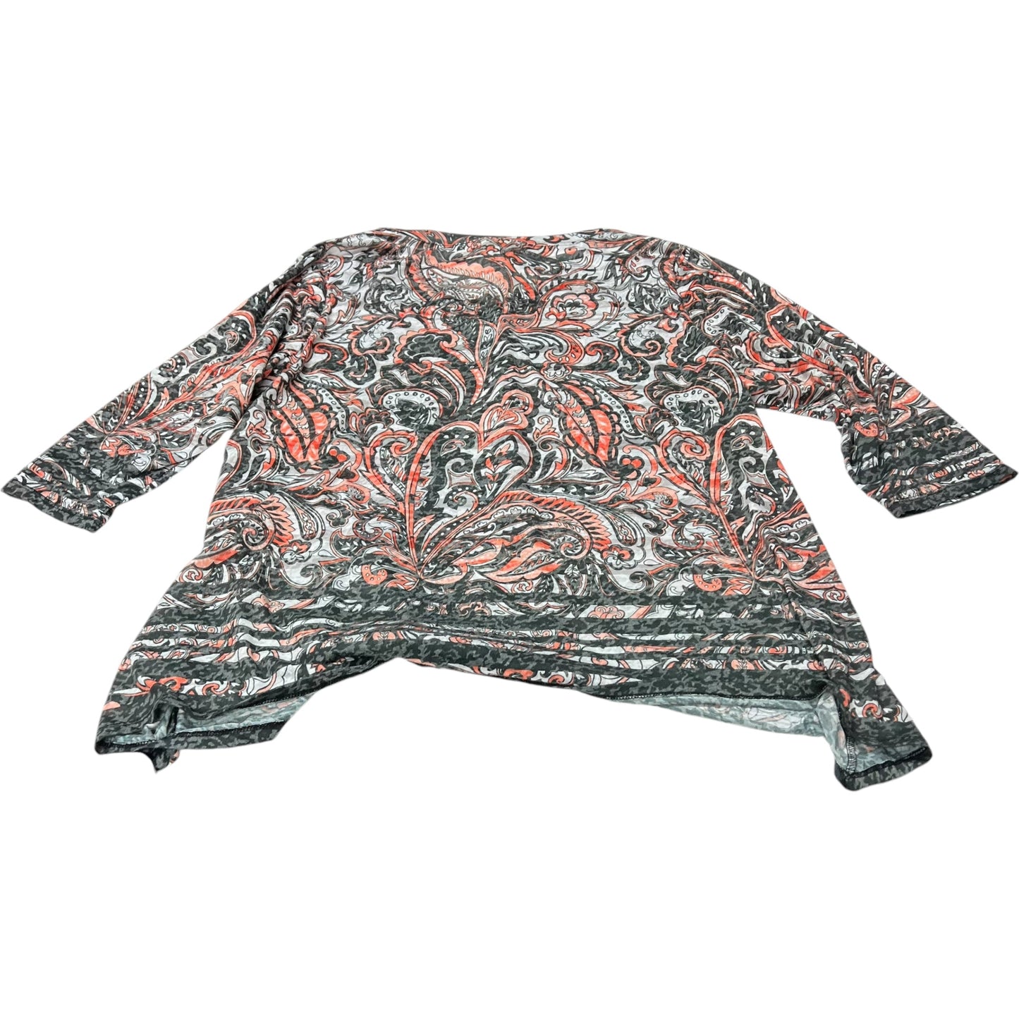 Top 3/4 Sleeve By Ruby Rd In Grey & Red, Size: 2x