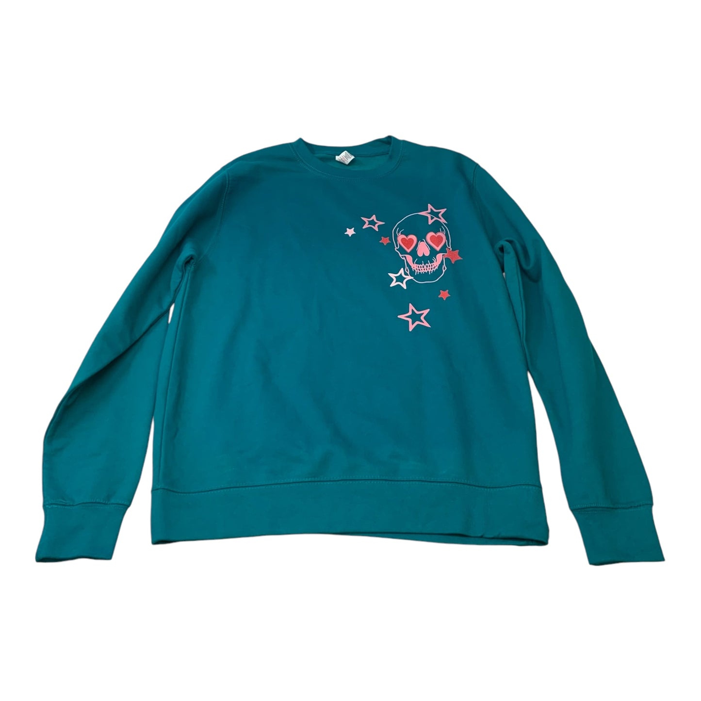 Sweatshirt Crewneck By Just Hoods In Teal, Size: M