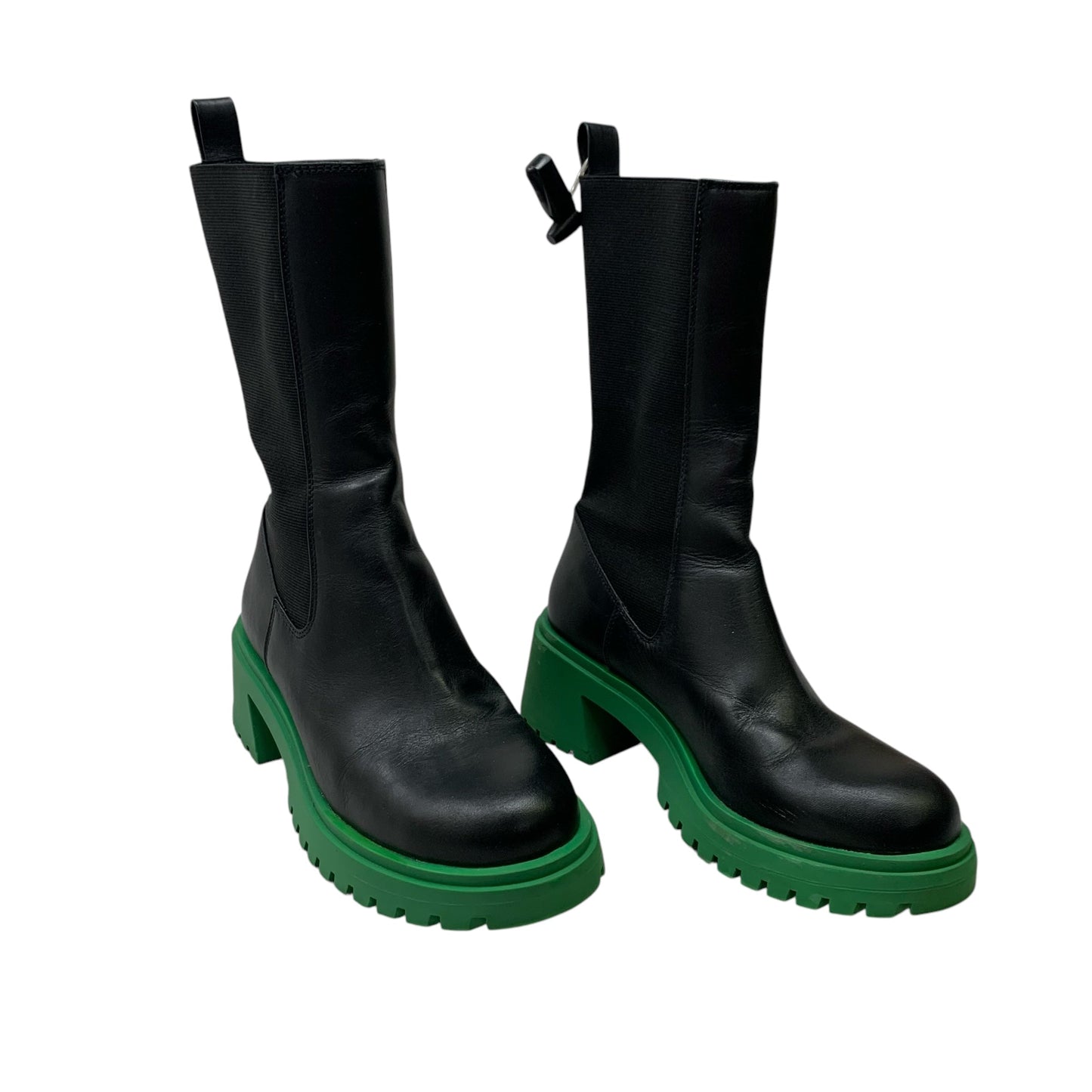 Boots Mid-calf Heels By Steve Madden In Black & Green, Size: 9