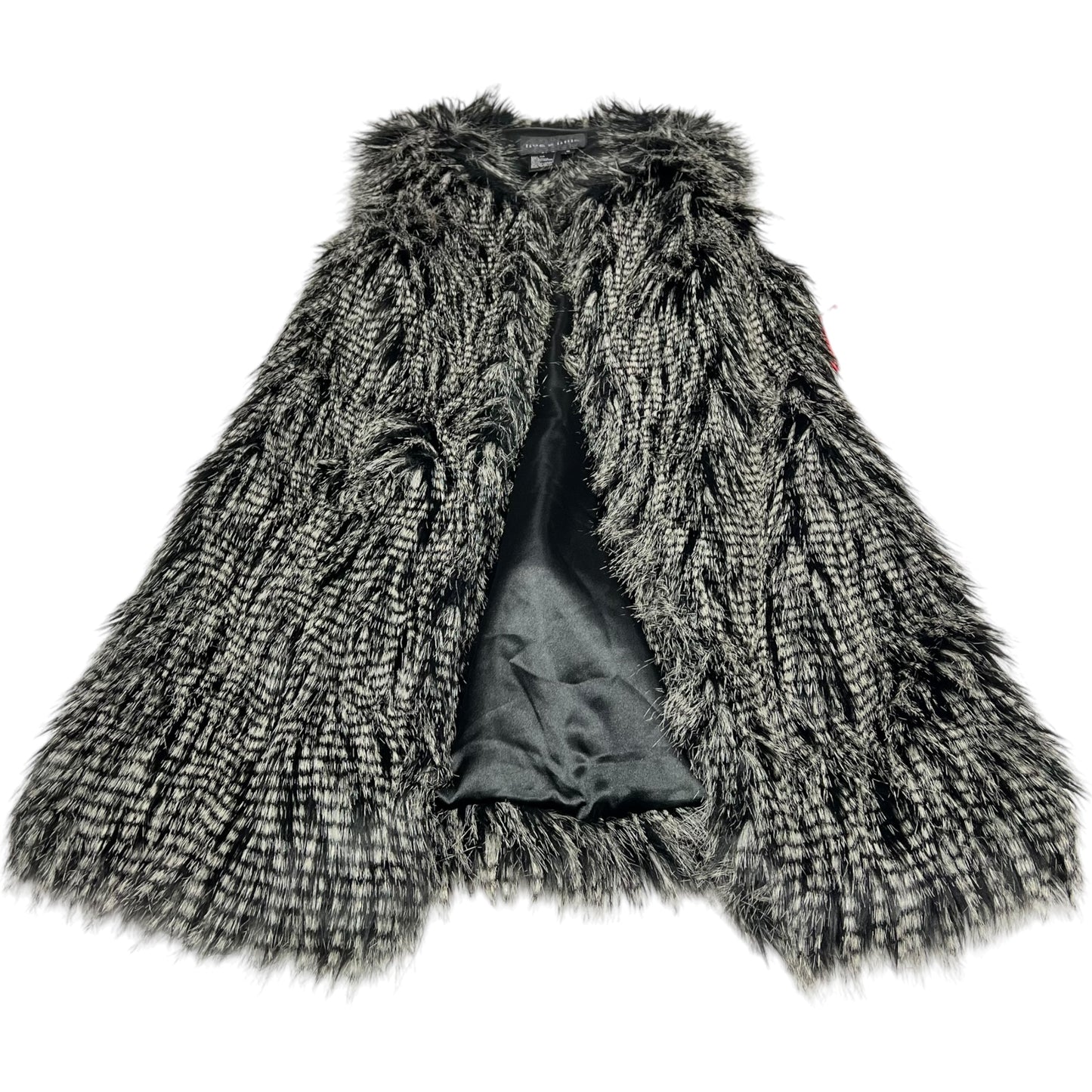 Vest Faux Fur & Sherpa By Live A Little In Black & Cream, Size: S