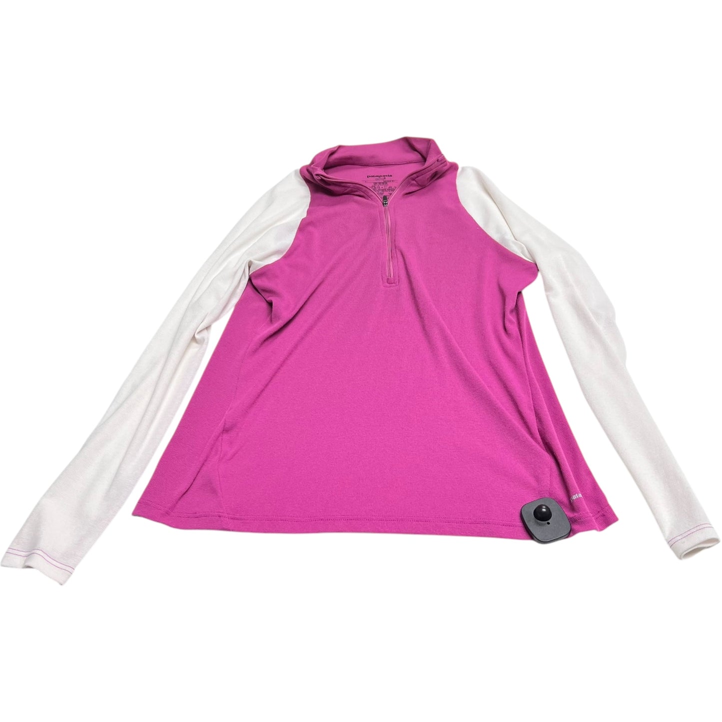 Athletic Top Long Sleeve Collar By Patagonia In Pink & White, Size: L