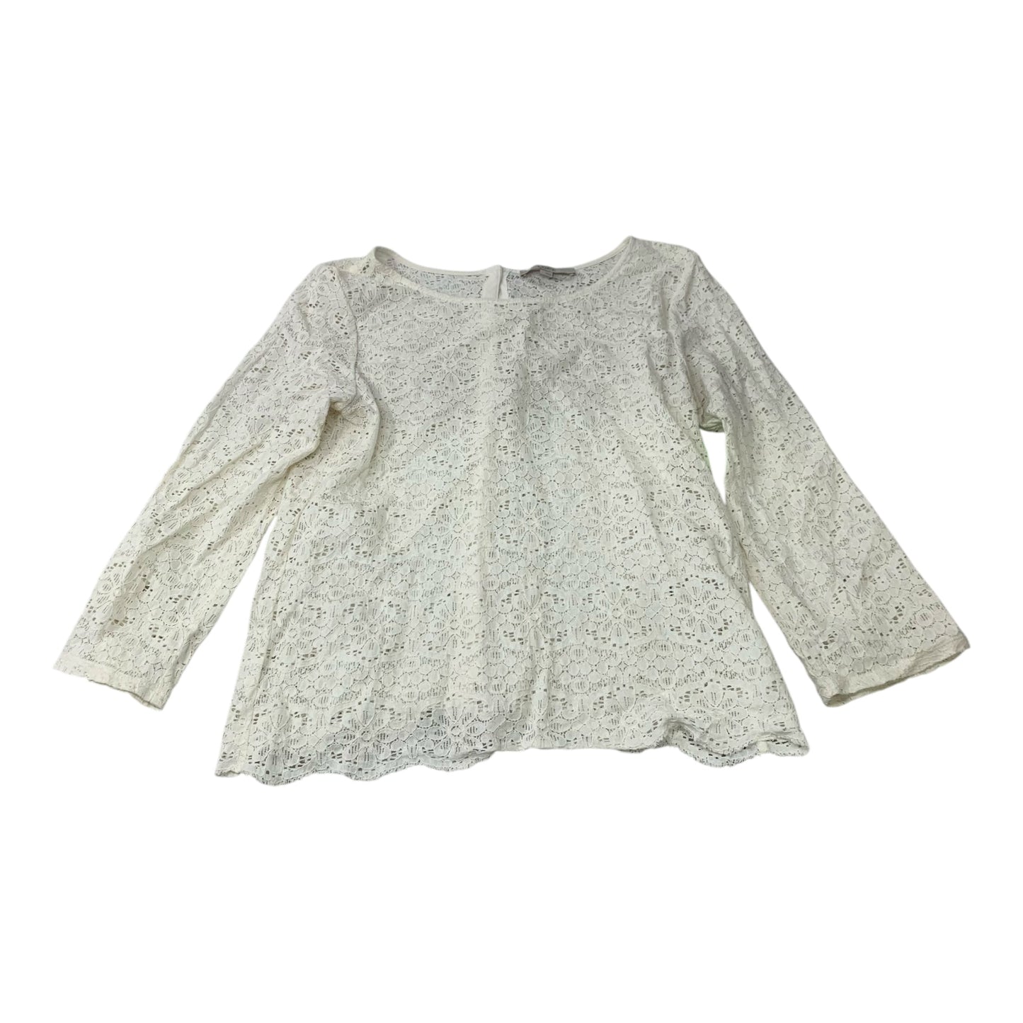 Top Long Sleeve By Loft In White, Size: L