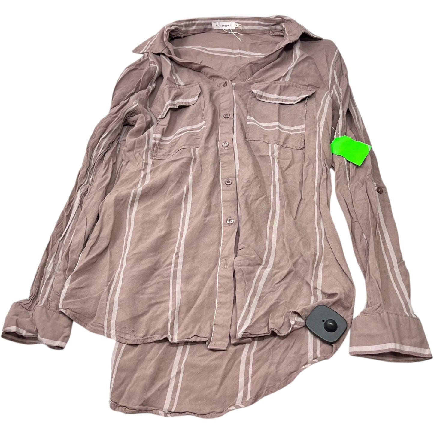 Top Long Sleeve By Blu Pepper In Brown, Size: M